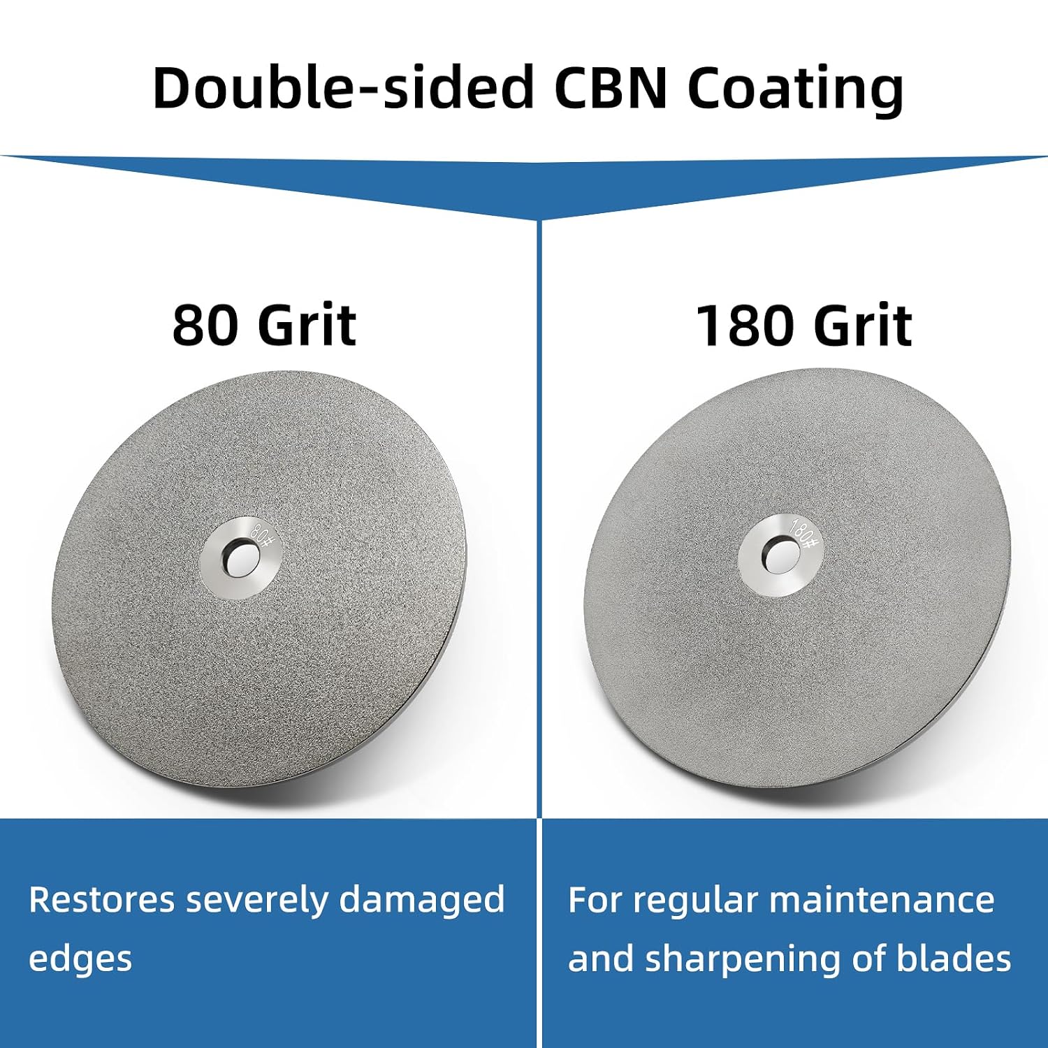 Double-Sided CBN Grinding Wheel for 8 inch Bench Grinder, for Sharpening Woodworking Tools、High Speed Steel Tools (80/180 Grit)