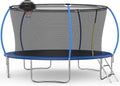 14FT Tranpoline for Kids with Safety Enclosure Net Recreational Round Tranpoline with Basketball Hoop ASTM Approval Backyard Outdoor Tranpoline with Spring Pad Cover & Ladder
