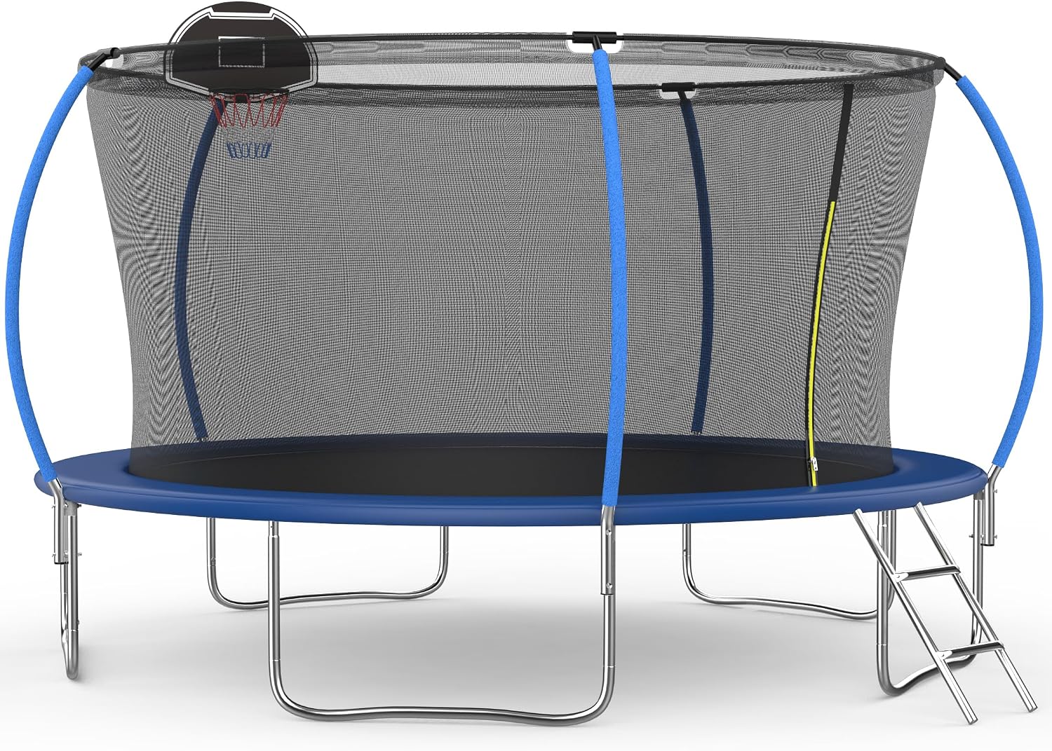 14FT Tranpoline for Kids with Safety Enclosure Net Recreational Round Tranpoline with Basketball Hoop ASTM Approval Backyard Outdoor Tranpoline with Spring Pad Cover & Ladder