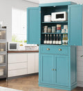 KIGOTY 72' Tall Kitchen Pantry Cabinet with Drawer and 4 Adjustable Shelves, Freestanding Pantry Storage Cabinets, Wood Cupboard Pantry Cabinet for Kitchen, Dining Room, Living Room, Turquoise
