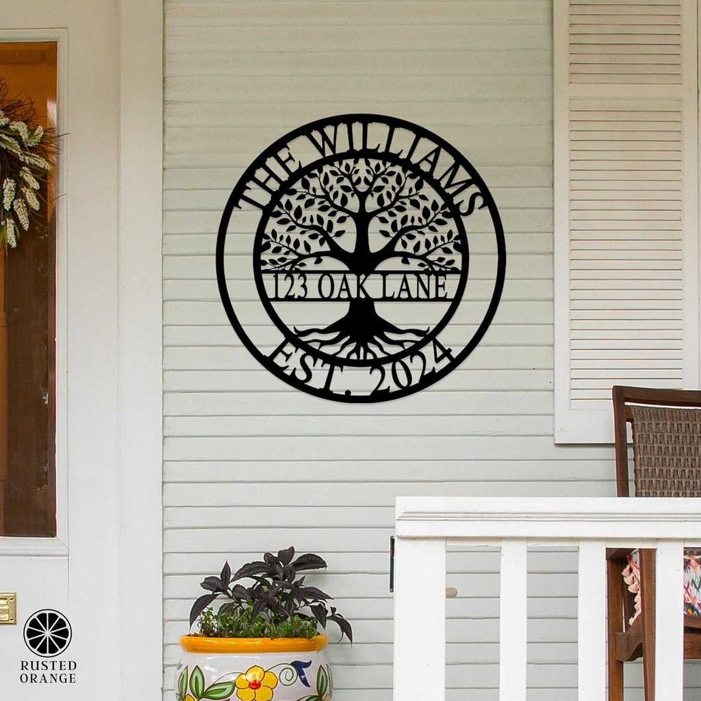 Established Family Tree Metal Sign – Custom Last Name Wall Decor for Home, Established Family Name Sign, Personalized Home Tree Wall Art (21')