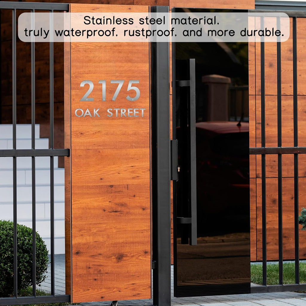 24 Inch Floating House Numbers and Metal Letters for Outdoor Signs, Modern 304 Stainless Steel Silver Address Numbers for Home, Apartment, and Garden Decor (Letter H)