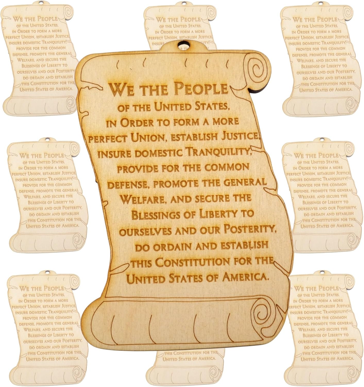 10PK US Constitution Preamble Ornament, Americana Decor,
