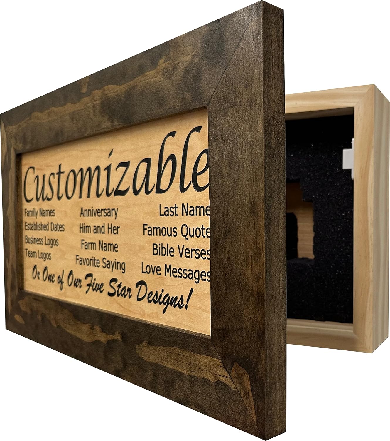 Bellewood Designs Customizable Gun Cabinet Wall Decoration - Personalized Gun Safe To Securely Store Your Gun In Plain Sight