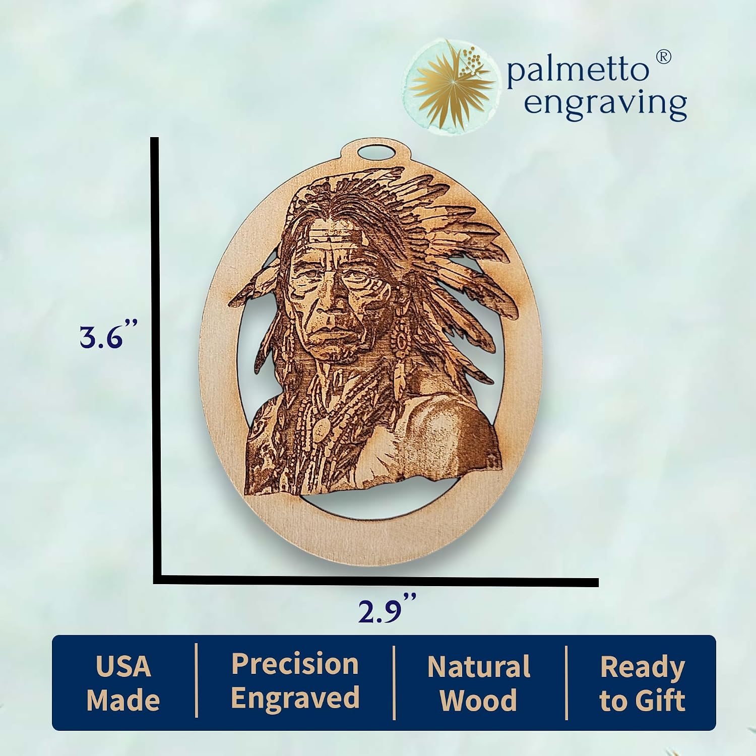 10PK Personalized Native American Ornament, Old Western Gifts for Men, History Ornaments from Arizona Colorado National Parks, Indian Tree Decorations for Man Cave and Christmas Tree