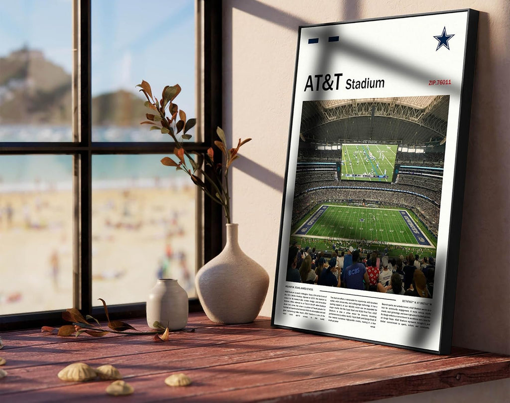 (Metal Frame 24'x36') AT&TStadium Canvas Print – Dallas Home Field Wall Art for Cowboys Fans, Sports poster for Game Room or Man Cave Decor