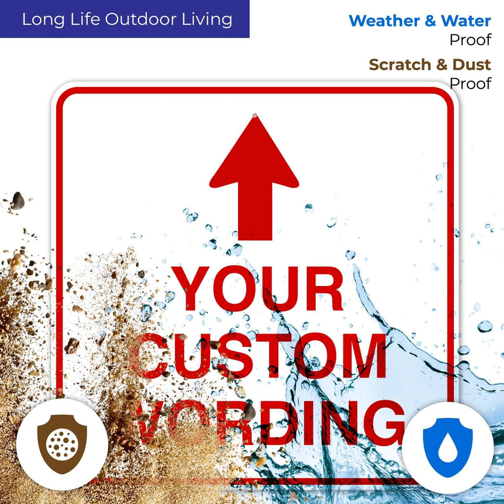 Custom Personalized, withUp Arrow, 36x36 Inches, Rust Free .063 Aluminum, Fade Resistant, Made in USA