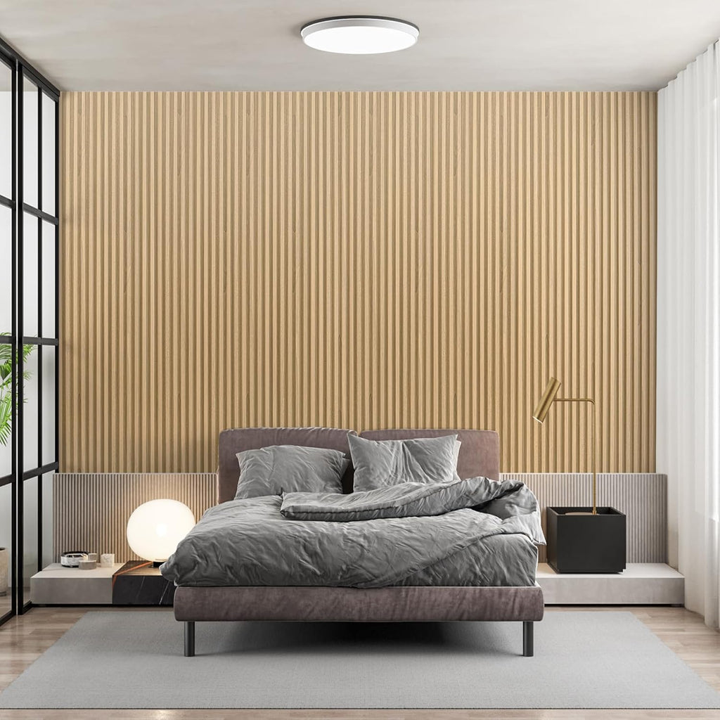 Art3dwallpanels Wood Slat Wall Paneling, 104'' x 6.7'' WPC Soundproof 3D Wall Panels for Interior Wall Decor, 8 Pack Fluted Textured Panel Wall Slats, Oak New