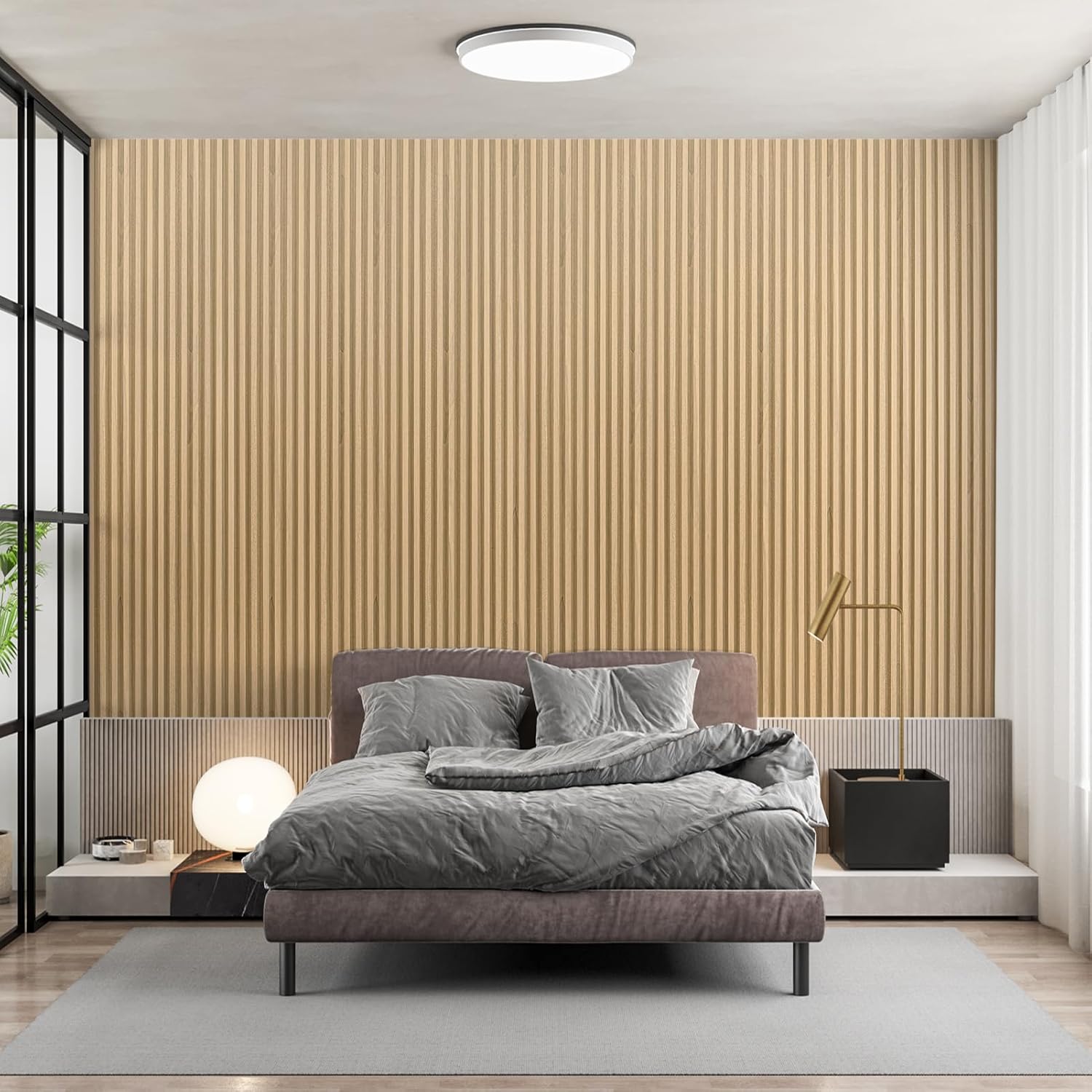 Art3dwallpanels Wood Slat Wall Paneling, 104'' x 6.7'' WPC Soundproof 3D Wall Panels for Interior Wall Decor, 8 Pack Fluted Textured Panel Wall Slats, Oak New