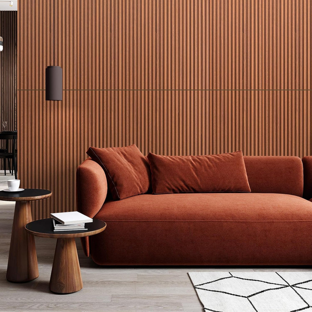 Art3dwallpanels 16 Pack Wood Slat Wall Paneling 51'×6.7' Sound Absorbing 3D Wall Panels for Living Room TV Background Home Office Decor, Teak