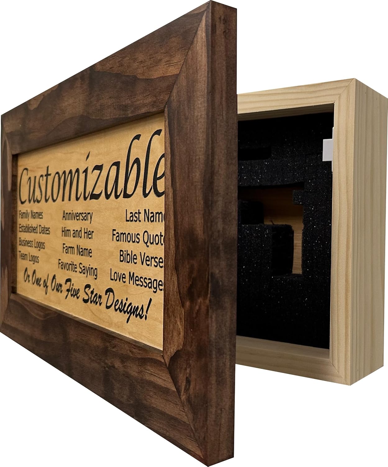 Bellewood Designs Customizable Gun Cabinet Wall Decoration - Personalized Gun Safe To Securely Store Your Gun In Plain Sight