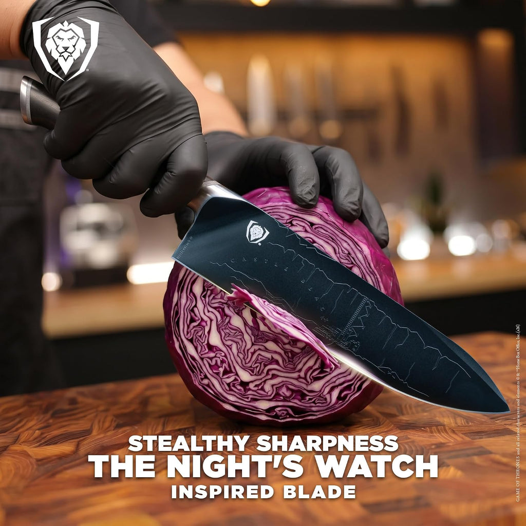 Dalstrong Game of Thrones Night's Watch 8' Chef Knife — German X50CRMOV15 Steel, Black TiN-Coated, G-10 Handle — Officially Licensed — For GoT Fans, Collectors & Real Kitchen Use