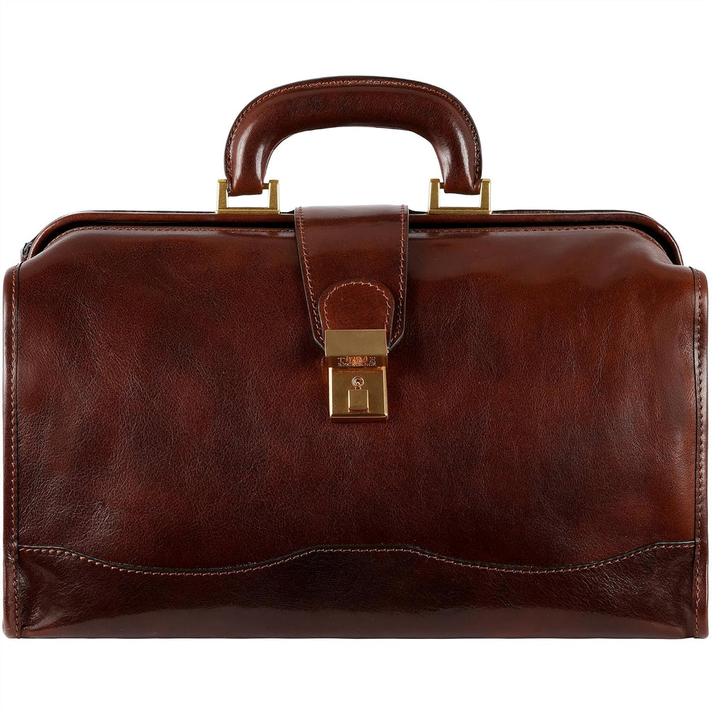 Time Resistance Leather Doctor Bag - Italian Handmade Medical Bag - Vintage Style Handbag - Real Leather Briefcase