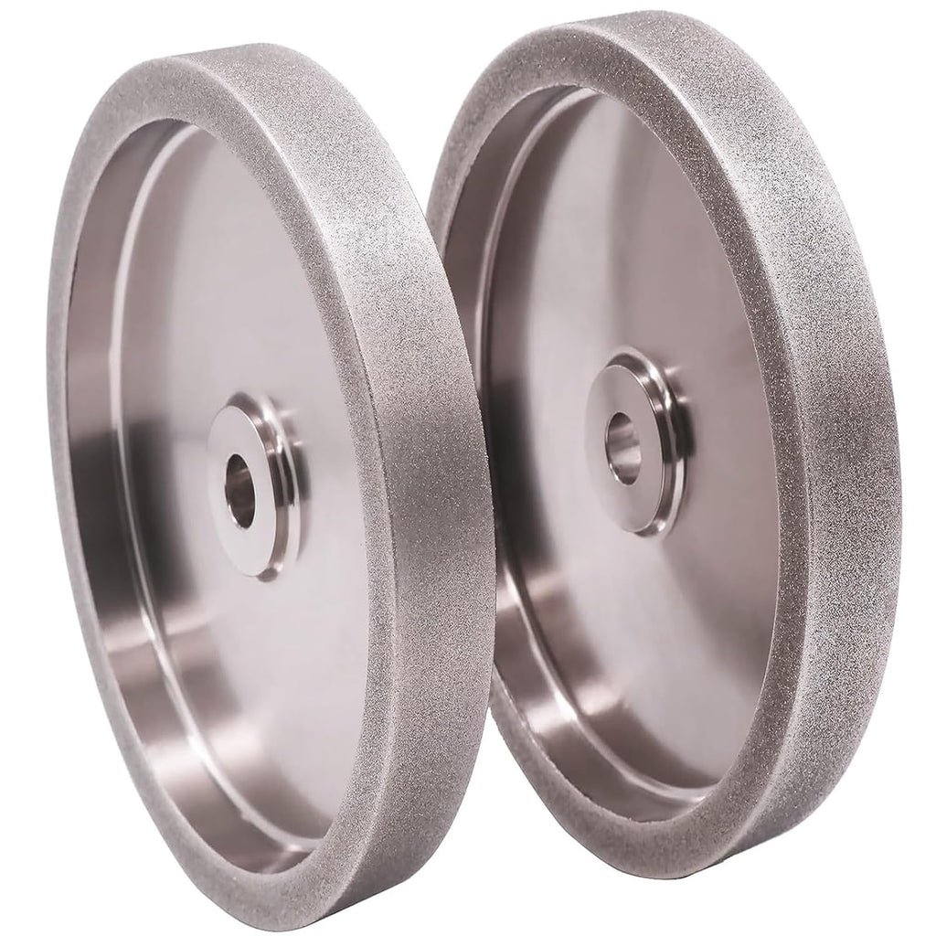 8 inch CBN Grinding Wheel Set 180 & 80 Grit，1' Wide，5/8' Arbor， Aluminum Body，for Sharpening High Speed Steel Tools Woodturning Tools，for All Kinds of 8 inch Bench Grinders