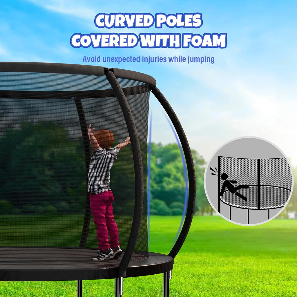 Kiivakii Trampoline 8FT 10FT 12FT 14FT 16FT, Outdoor Trampolines for Kids and Adults, Recreational Trampoline with Enclosure Net & Ladder, Round Trampolines ASTM Approved