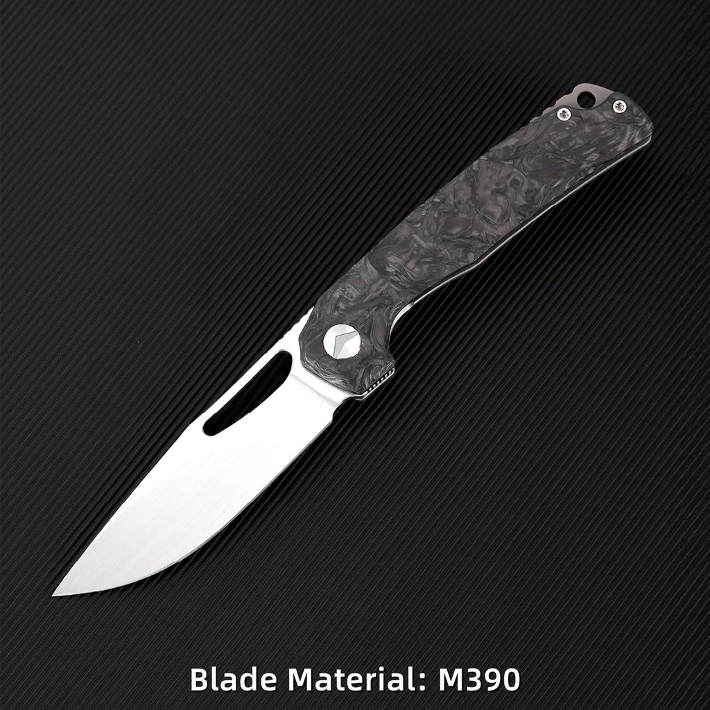 Pocket Knife, 3.5' M390 Blade Folding Knife Hunting Knife Survival Knife with Pocket Clip, EDC Knives for Hunting Camping Survival Outdoor Fishing Hiking (Black&Grey)