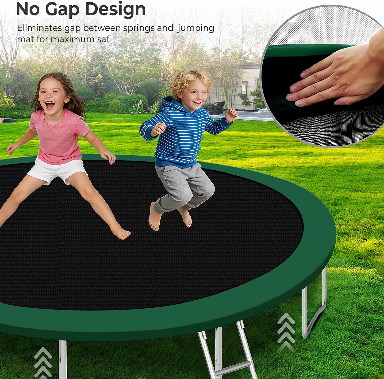 Lyromix Upgraded Trampoline with Lights, Large Outdoor Trampoline with Sprinkler,Basketball Hoop and Net, Capacity for 5-8 Kids and Adults