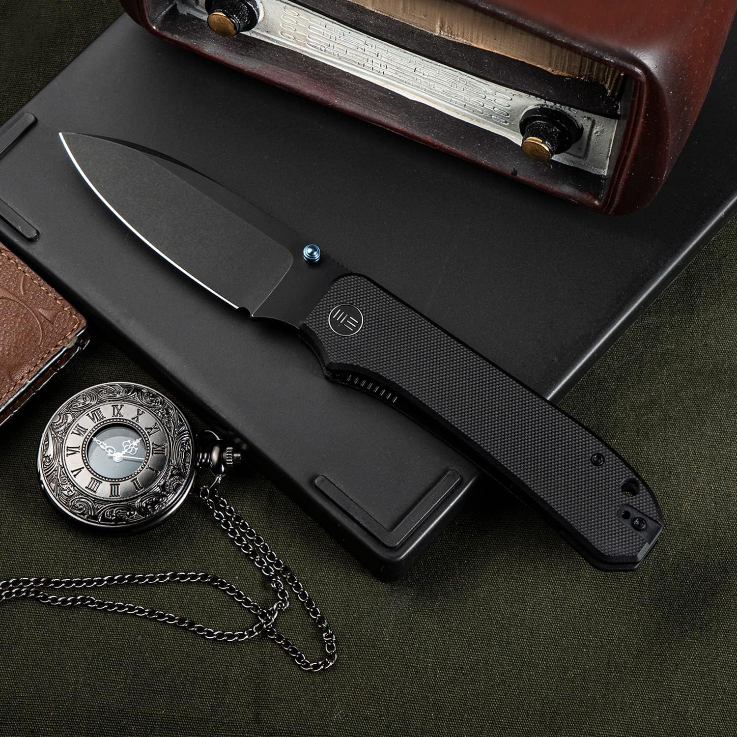 WeKnife Big Banter Pocket Knife for EDC,Ben Petersen Folding Knife with 3.69'CPM 20CV Blade G10 Handle,Titanium Thumb Stud Opener WE21045-1 (Black)