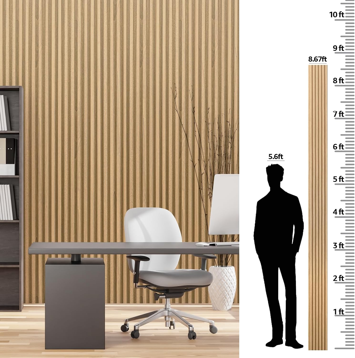 Art3dwallpanels Wood Slat Wall Paneling, 104'' x 6.7'' WPC Soundproof 3D Wall Panels for Interior Wall Decor, 8 Pack Fluted Textured Panel Wall Slats, Oak New