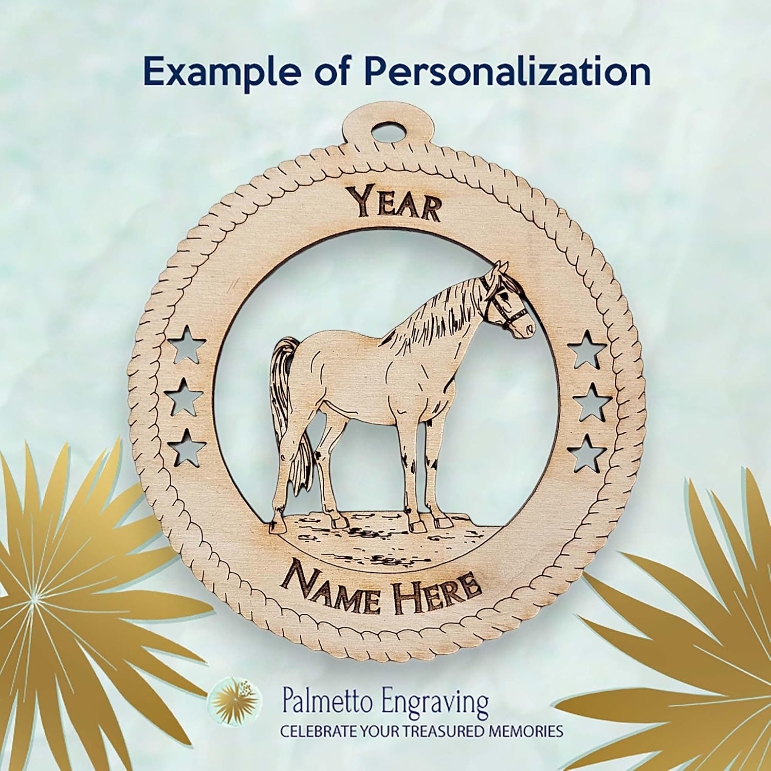 10PK Personalized Graceful Horse Ornaments, Equestrian Keepsakes, Holiday Decor for Horse Lovers