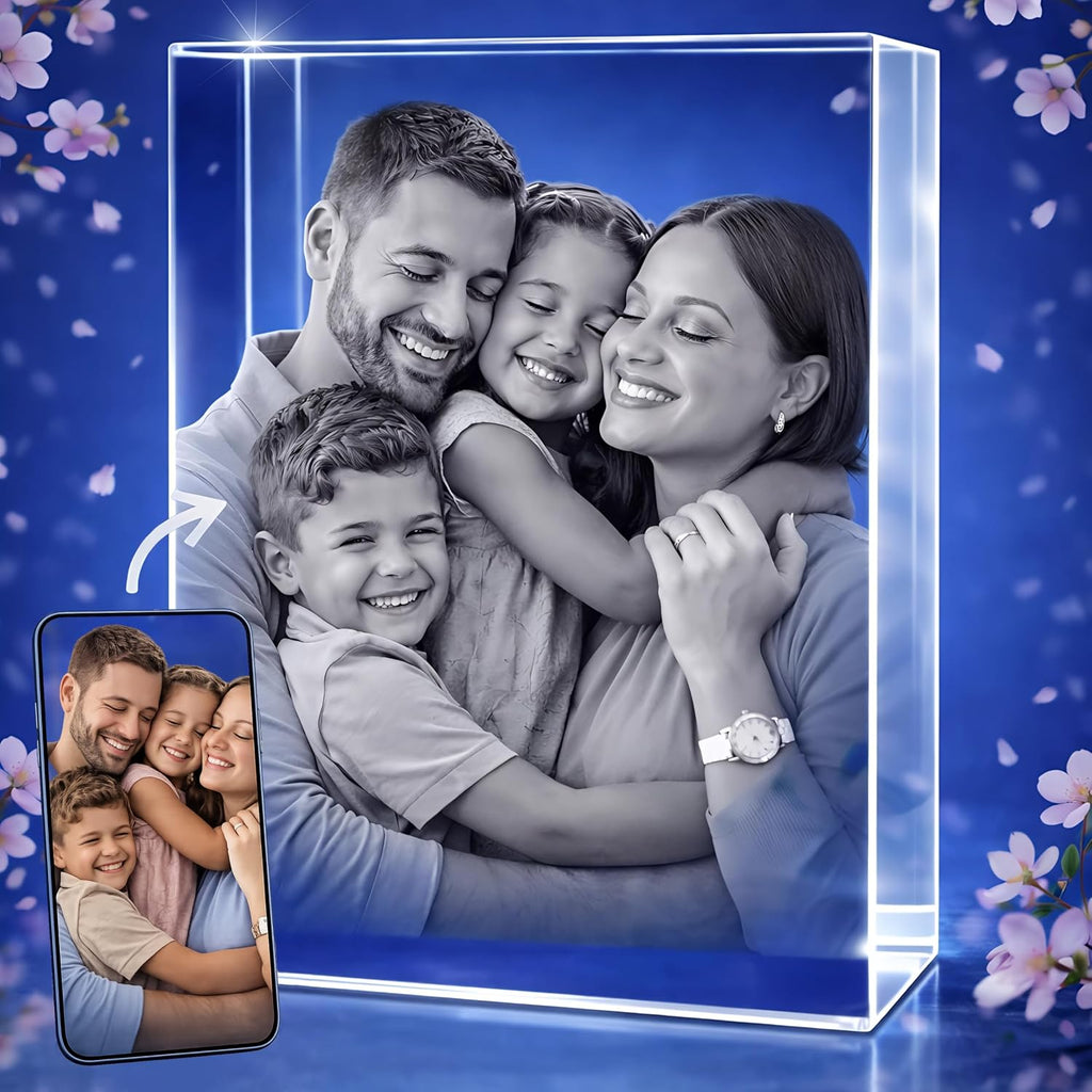 STRONGUS Personalized 3D Crystal Photo Gift for Dad – Custom Engraved Picture in Premium Optical Crystal – Personalized Keepsake for Dad, Grandpa, Husband, Father, Papa – Custom Photo Memorial Gift – Made in USA