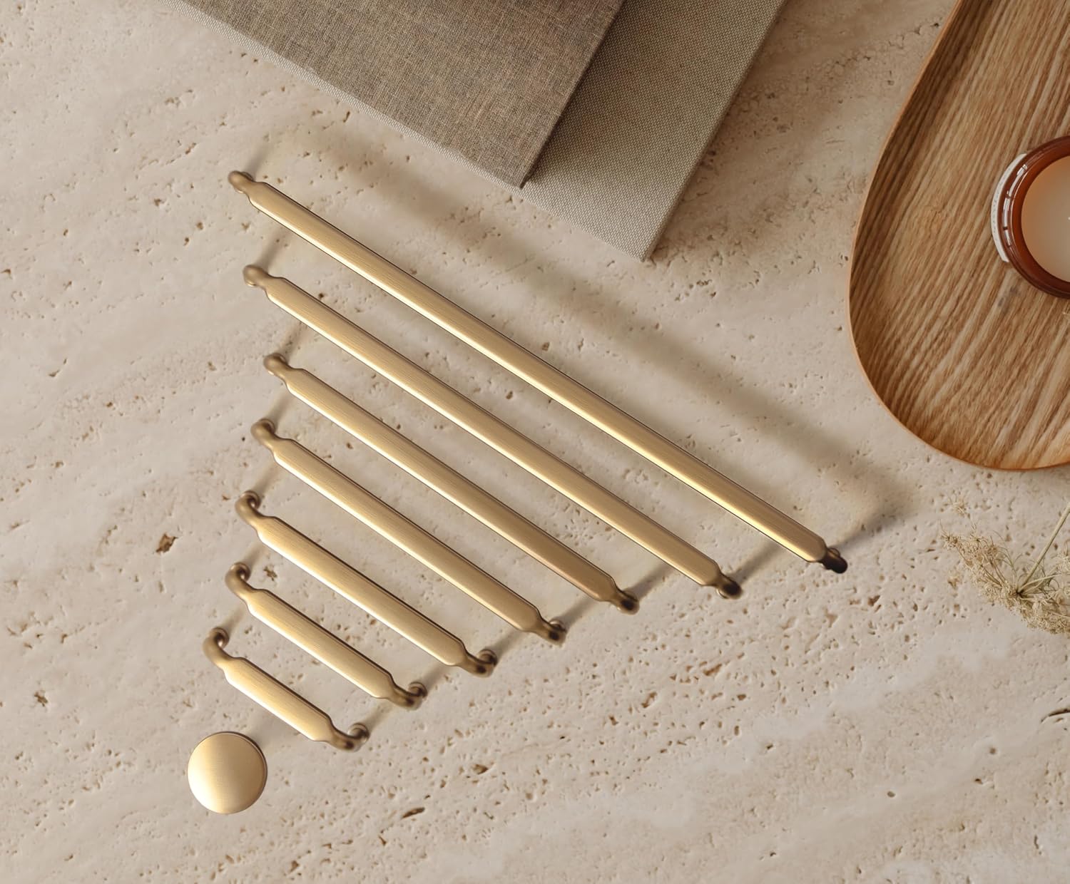 Goo-Ki 6 Pack 12-3/5 Inch （320mm） Hole Center Cabinet Pulls Champagne Bronze Zinc Alloy Kitchen Drawer Pulls Drawer Handles 13.05 Inch Length 2202-UBR-320