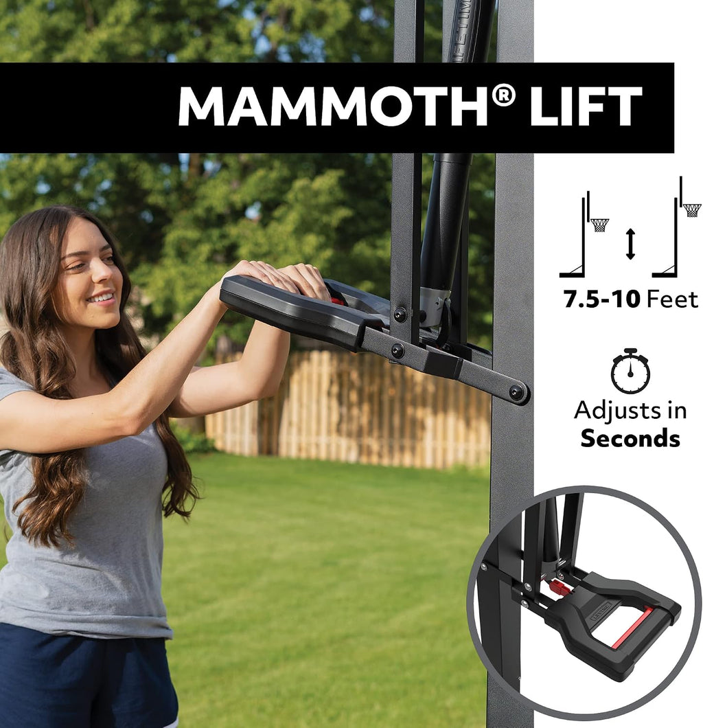 Lifetime 60' Mammoth Deluxe In-Ground Basketball Hoop, Mammoth Lift Adjustable Height, Tempered Glass Backboard Bolt Down System