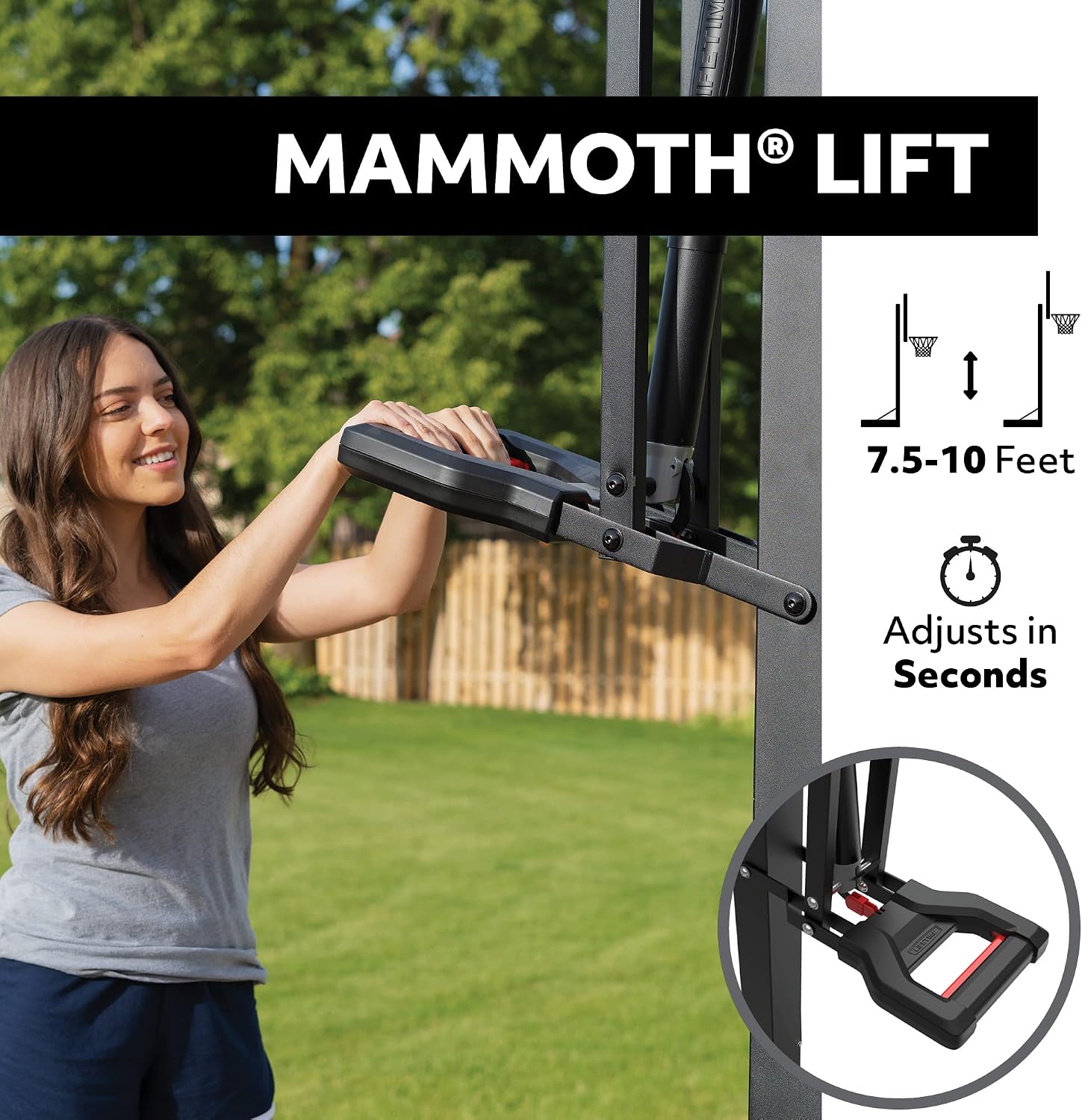 Lifetime 60' Mammoth Deluxe In-Ground Basketball Hoop, Mammoth Lift Adjustable Height, Tempered Glass Backboard Bolt Down System