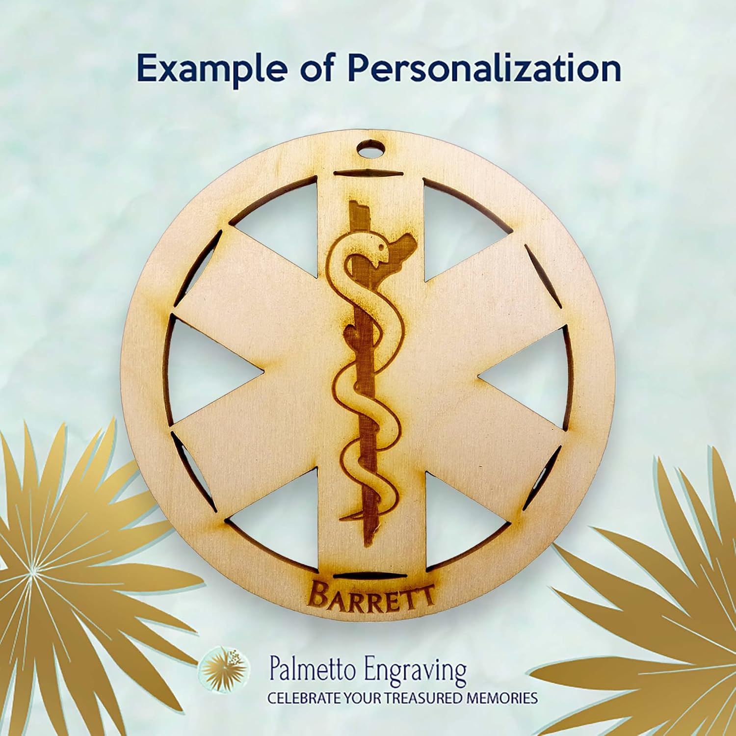 10PK Personalized Star of Life Ornament, EMS Christmas Tree Ornaments, EMT Appreciation Gifts for Paramedics, Paramedic Gifts for Women, Men, Handcrafted in The USA