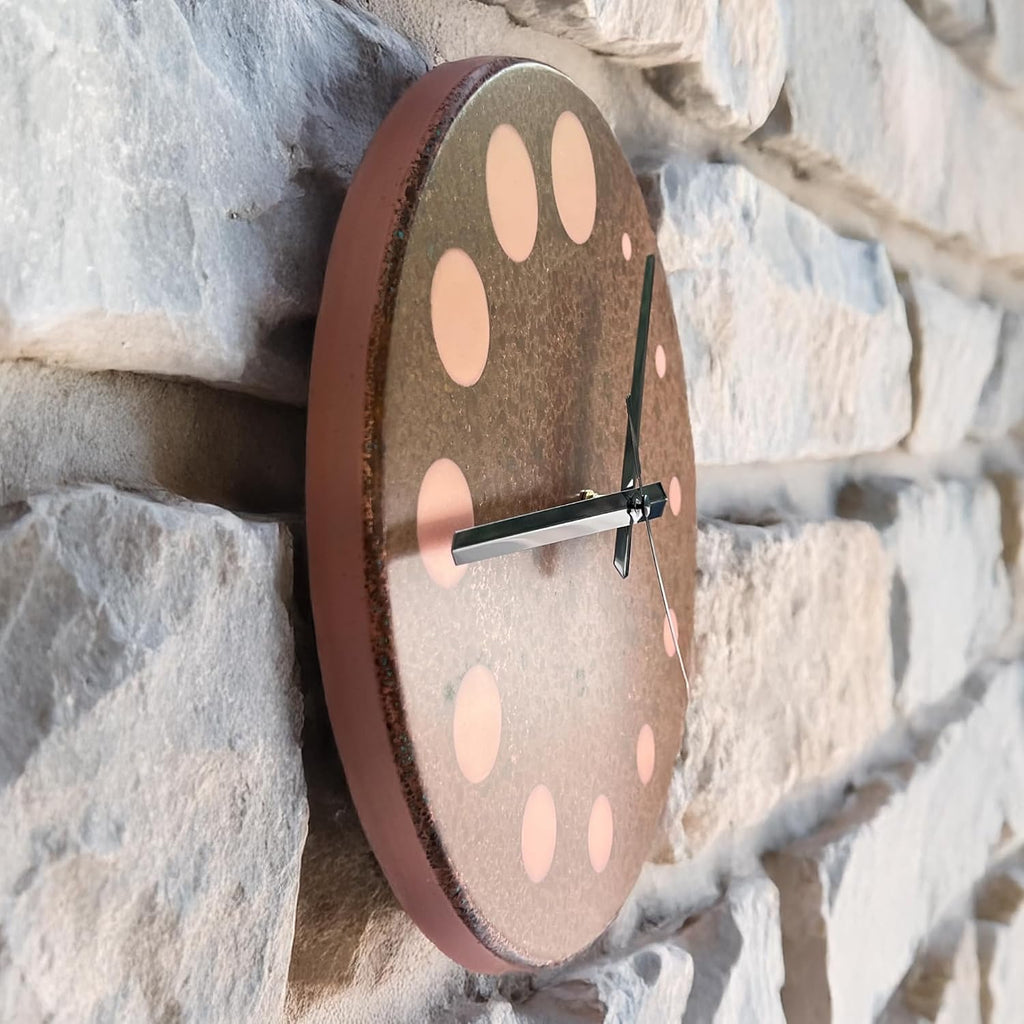 Handmade Pure Copper Wall Clock for Home Decoration, Decor Clock for Living Room, Bedroom and Kitchen, Rustic Decorative Mural Clock Art for Farmhouse (Circles of Time, 17.7)