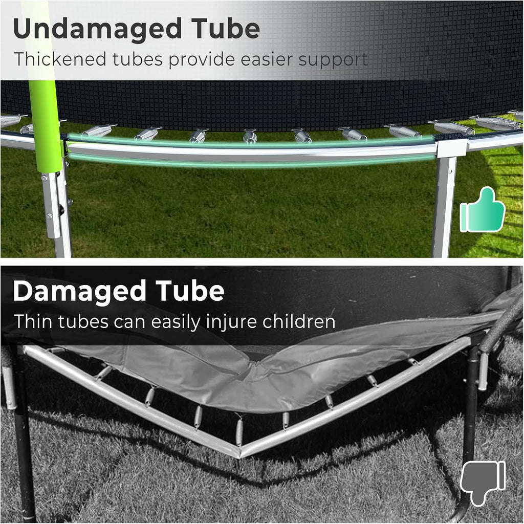 Lyromix Upgraded 16FT 15FT 14FT 12FT 10FT 8FT Trampoline Outdoor with Basketball Hoop and Net, Capacity for 4-6 Kids and Adults