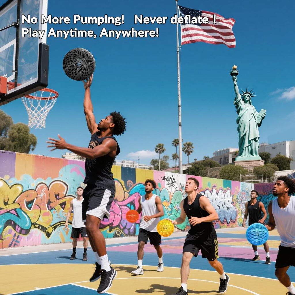 3D Printed Basketball-Airless Basketball,Ultra - Quiet & No Pump Needed,High Bounce,Official Size7,Indoor, Gym & Outdoor Use