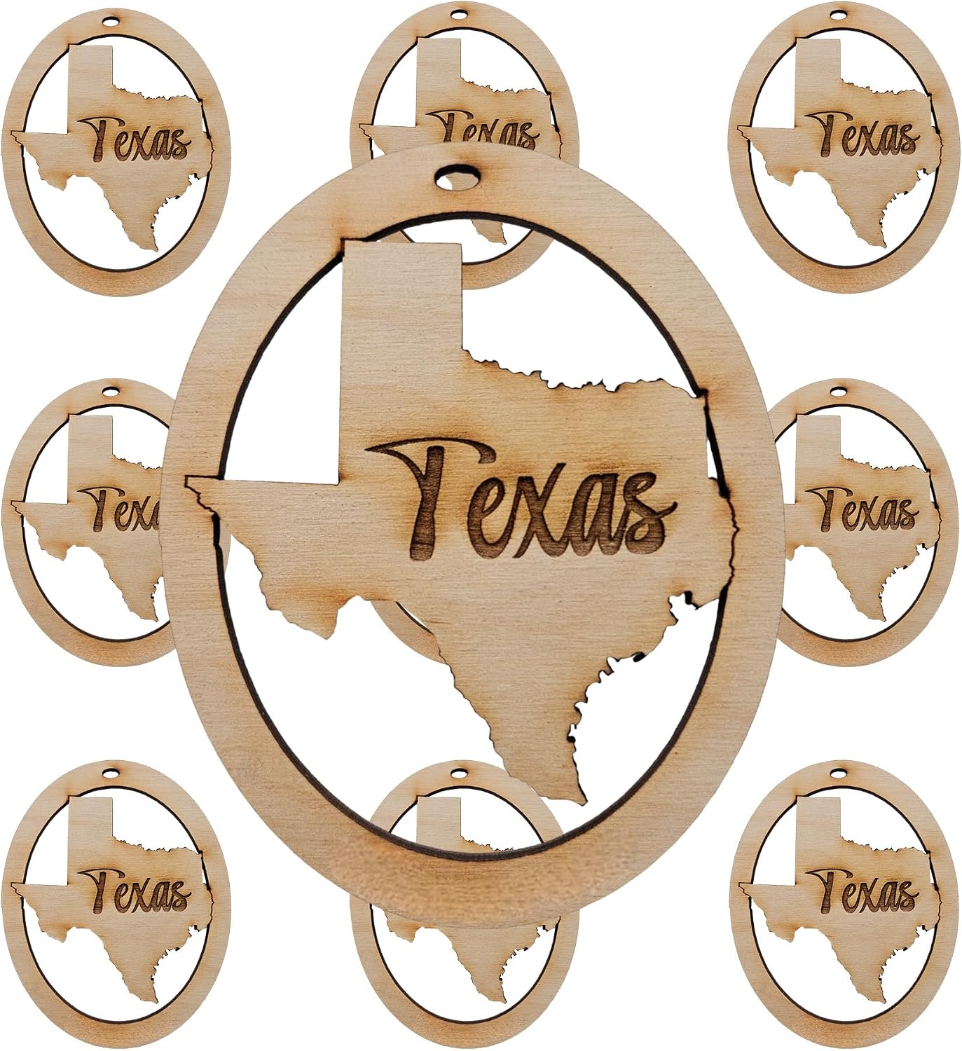 10PK Personalized Texas Ornaments for Christmas Tree, Lone Star State Keepsakes, Decorations and Souvenirs