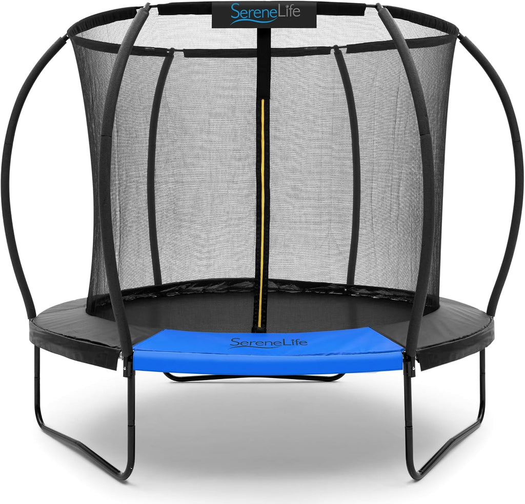 SereneLife Trampoline Outdoor 8FT 10FT 12FT 14FT with Enclosure Net, Ladder and Anti-Rust Coating - ASTM Approved Recreational Trampolines - Heavy Duty Yard Trampolines for Kids and Adults
