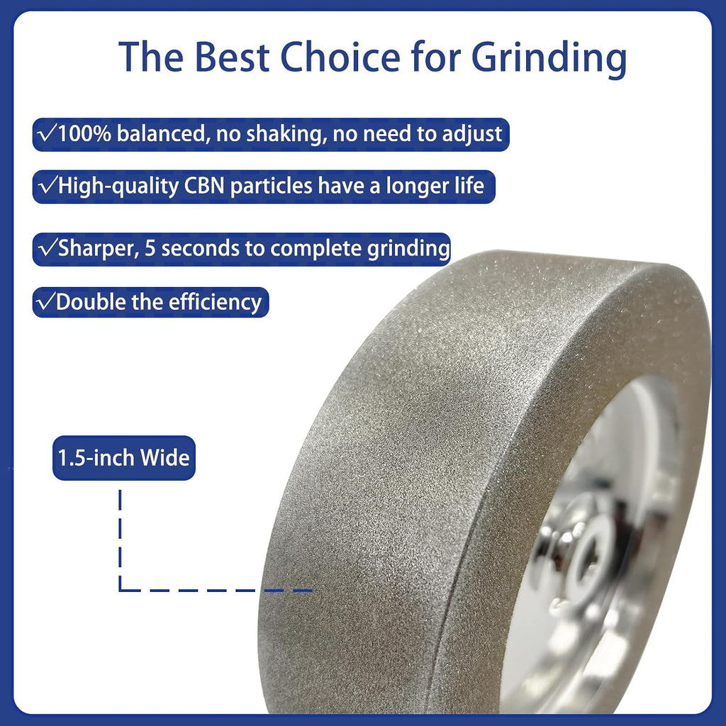 CBN Grinding Wheel 6 inch 80&320 Grit Mega Square,1.5' Wide,1/2' Arbor,1' Down The Side,for Sharpening Woodturning and HSS Tools,Suitable for All Kinds of 6-inch Bench Grinders(80&320 Grit)