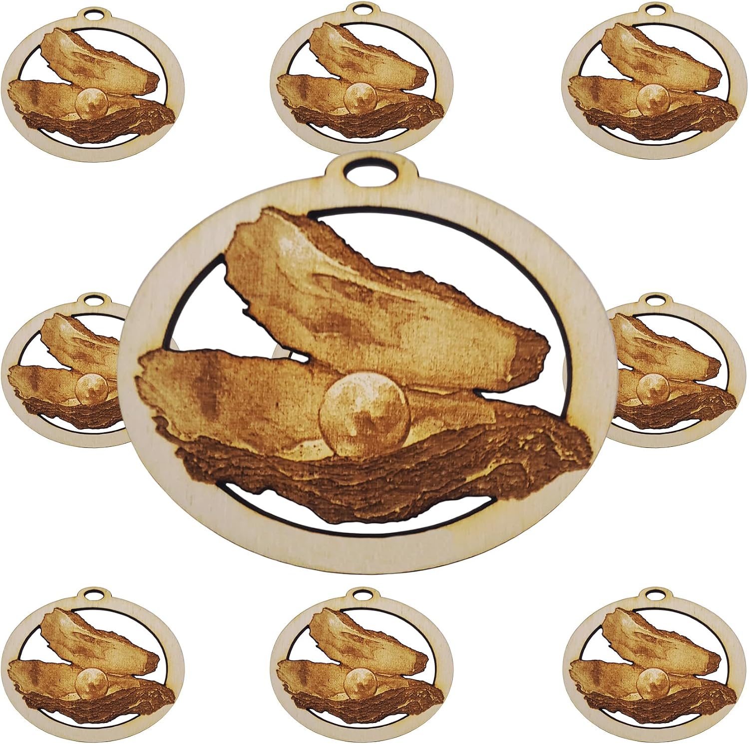 10PK Oyster Ornaments for Tree, Oyster Gifts, Beach Theme Christmas Decorations, Coastal Christmas Ornaments