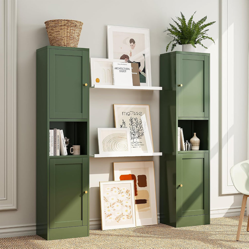 Bevivog Metal Kitchen Pantry Cabinet for Small Space, 67' Tall Storage Cabinets with 2 Doors and Adjustable Shelves, Freestanding Narrow Bathroom Cabinet, 15.7' W Slim Pantry