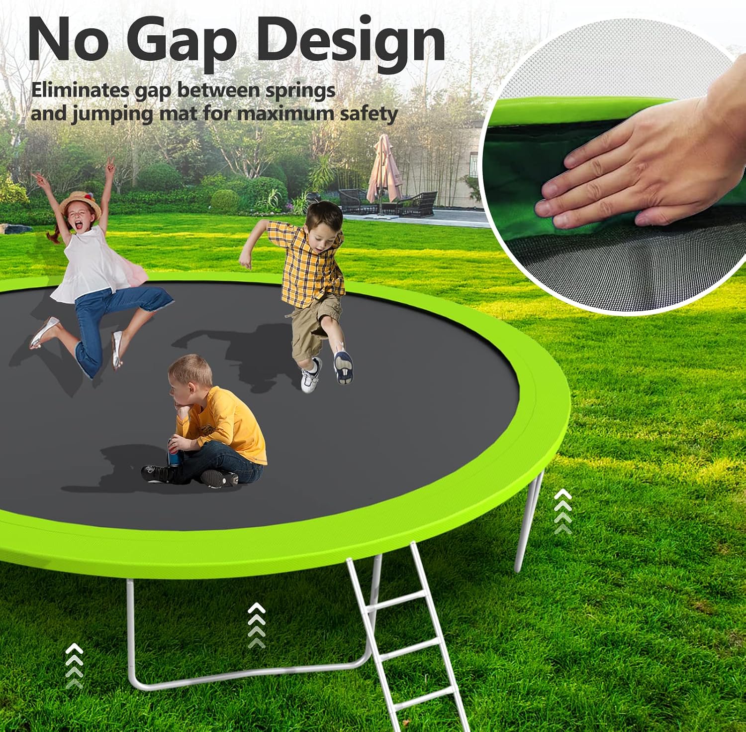 Lyromix Upgraded Trampoline with Lights, Large Outdoor Trampoline with Sprinkler,Basketball Hoop and Net, Capacity for 5-8 Kids and Adults