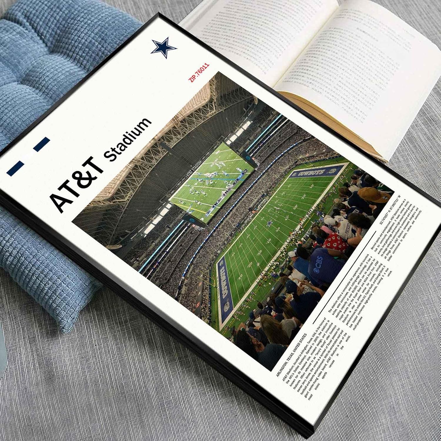(Metal Frame 20'x30') AT&TStadium Canvas Print – Dallas Home Field Wall Art for Cowboys Fans, Sports poster for Game Room or Man Cave Decor