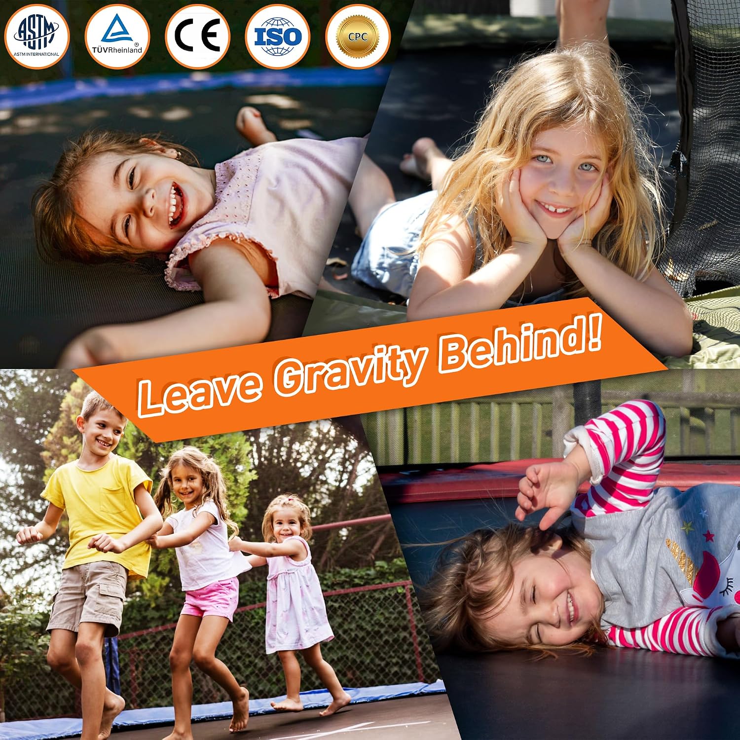 1500LBS Capacity No-Gap Design 8 10 12 14 15 16 FT Recreational Jumper with Enclosure Net, Wind Stakes & Basketball Hoop, ASTM Approved, Perfect for Kids & Adults Family Outdoor Backyard Fun