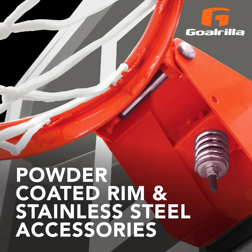 Goalrilla Heavy-Weight Pro-Style Breakaway Basketball Flex Rim with All-Weather Nylon Net and Powder-Coated Rim and Stainless Steel