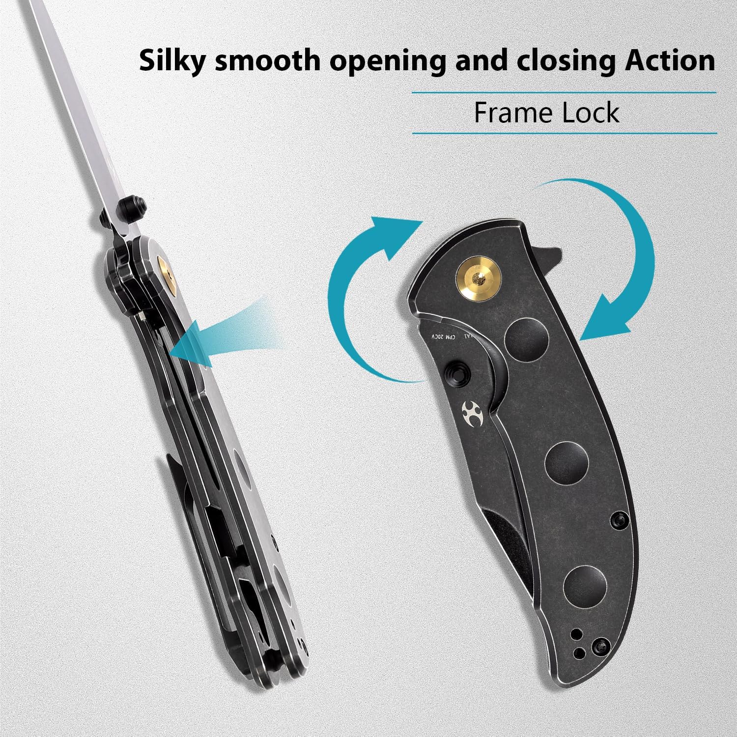 KANSEPT Rei Premium Pocket Folding Knives for Men EDC Pocket Knife 3.3'' CPM 20CV Blade Excellent Folding Knife with Black Stonewashed Titanium Handle EDC K1061A1
