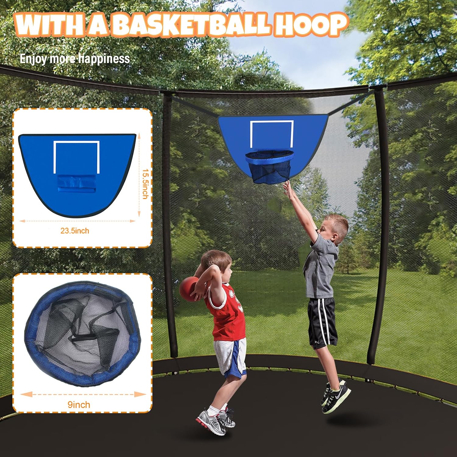 Kiivakii Trampoline 8FT 10FT 12FT 14FT 16FT, Outdoor Trampolines for Kids and Adults, Recreational Trampoline with Enclosure Net & Ladder, Round Trampolines ASTM Approved