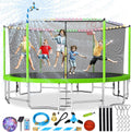 Lyromix Upgraded Trampoline with Lights, Large Outdoor Trampoline with Sprinkler,Basketball Hoop and Net, Capacity for 5-8 Kids and Adults