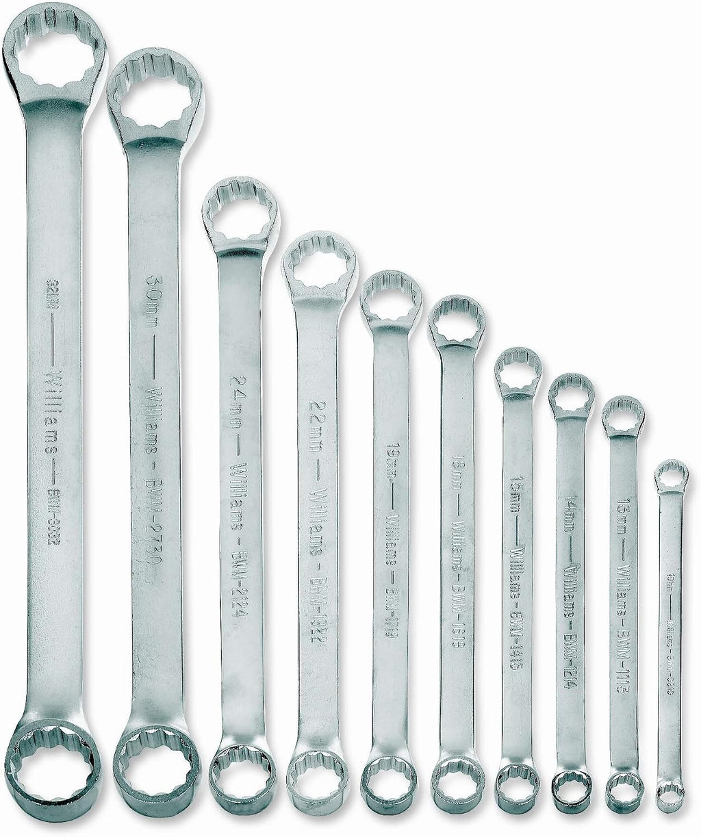 Williams MWS-BWM10 10-Piece Double Head 10-Degree Offset Box End Wrench Set
