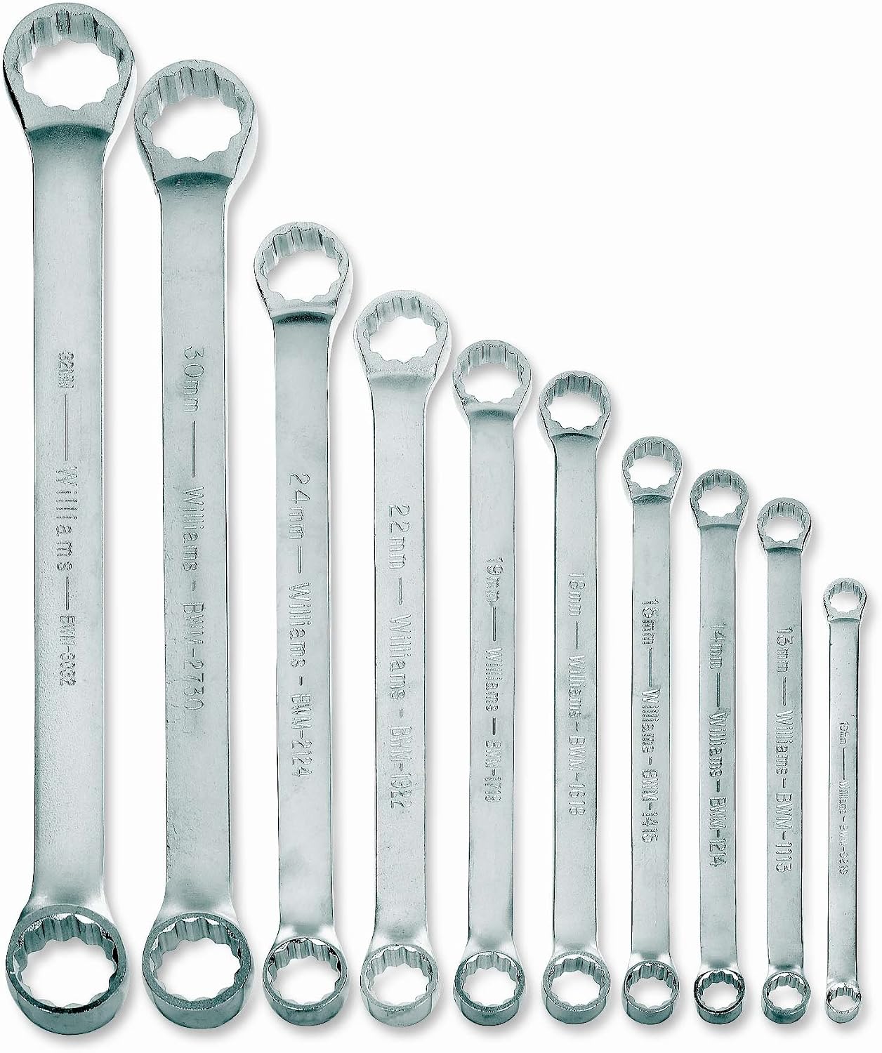Williams MWS-BWM10 10-Piece Double Head 10-Degree Offset Box End Wrench Set