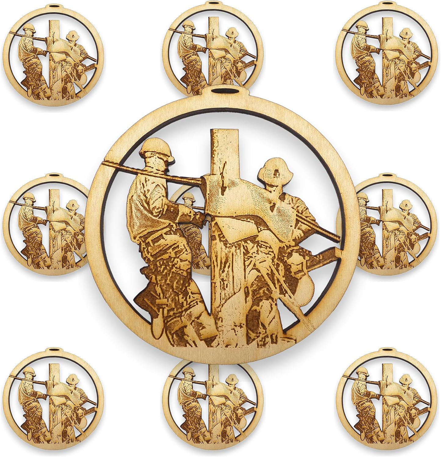 10PK Personalized Power Lineman Christmas Ornament, Power Lineman Appreciation Gift