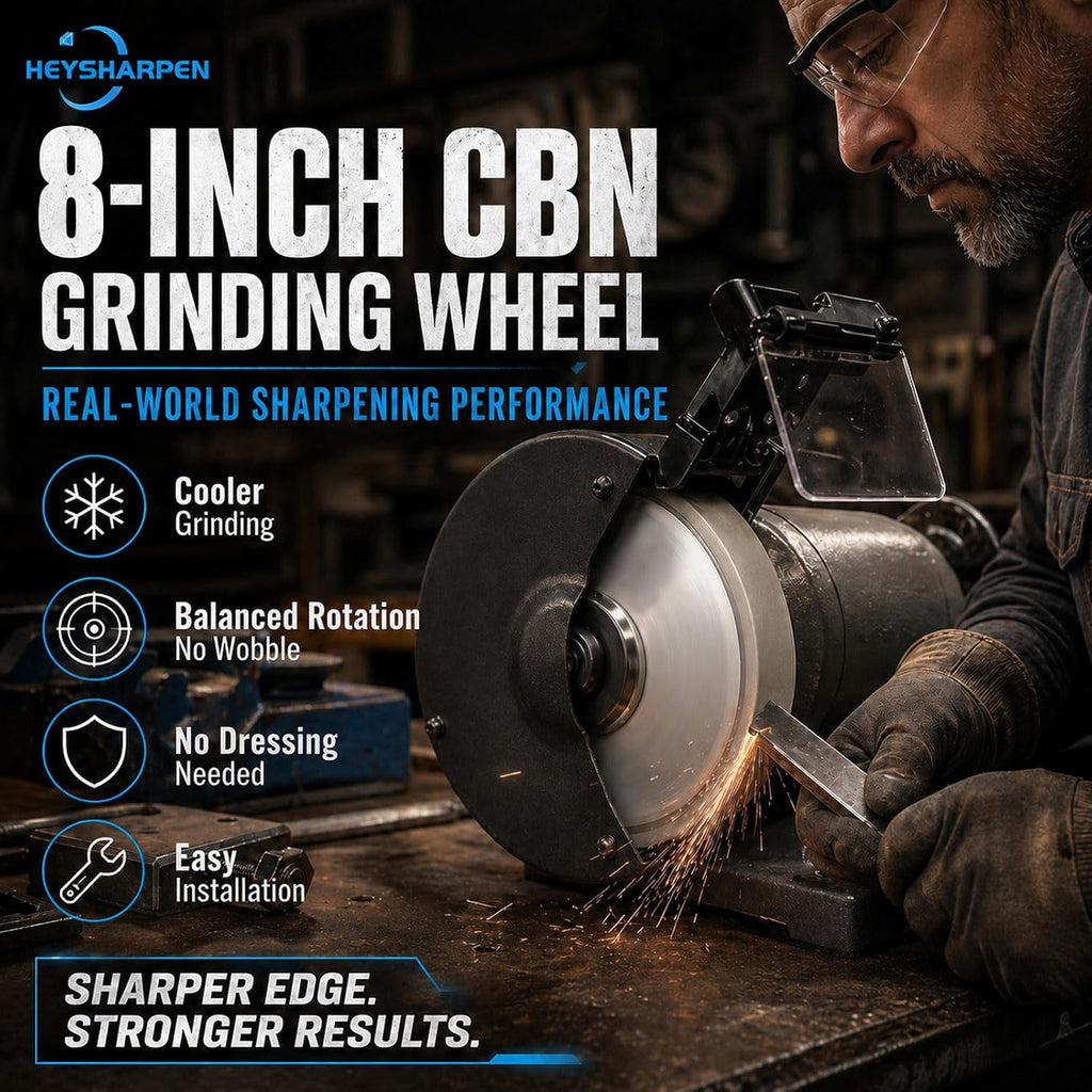 4 in 1 CBN Grinding Wheel 8 inch 180 Grit,1.25' Wide,5/8' Arbor,for Sharpening Woodturning Tools、High Speed Steel Tools (180 Grit)
