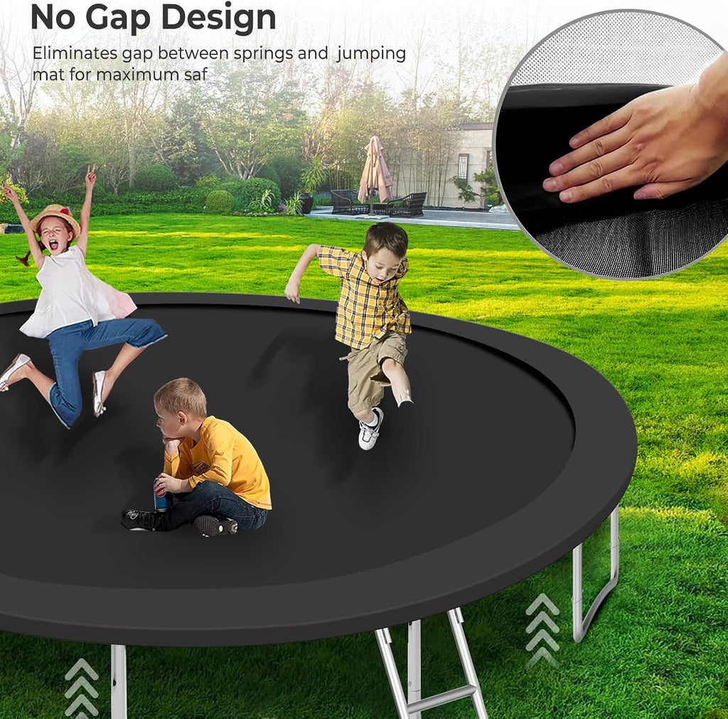 Lyromix Upgraded 16FT 15FT 14FT 12FT 10FT 8FT Trampoline Outdoor with Basketball Hoop and Net, Capacity for 4-6 Kids and Adults