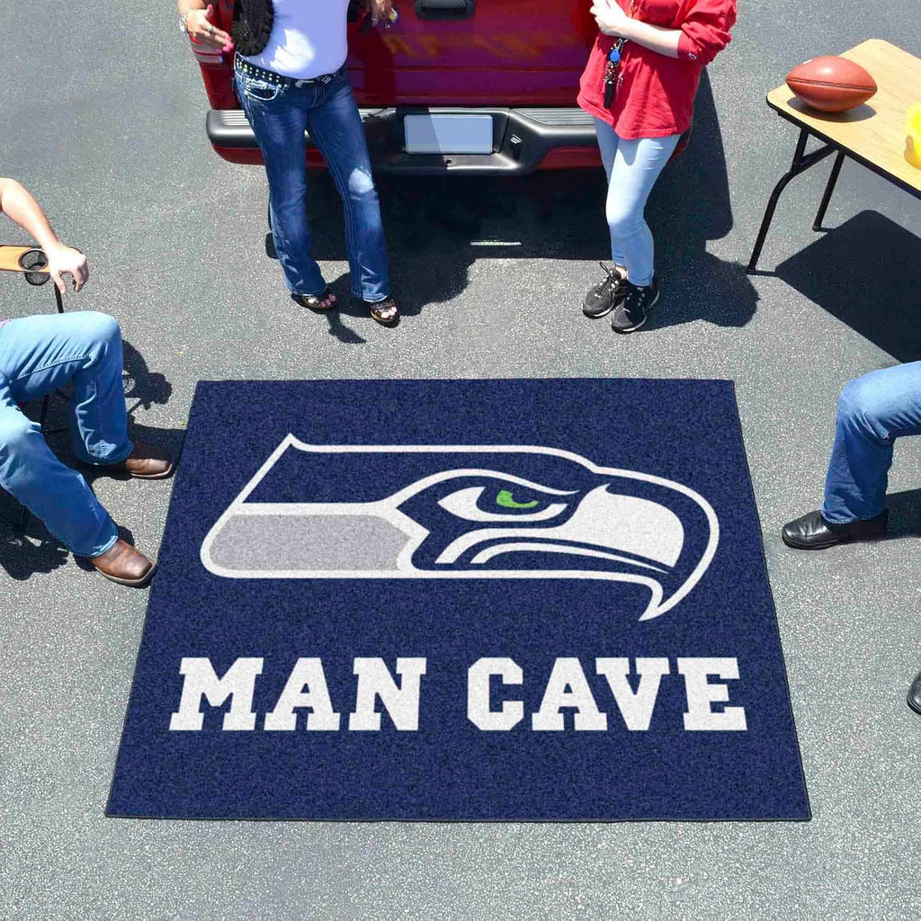 FANMATS 14371 Seattle Seahawks Man Cave Tailgater Rug - 5ft. x 6ft. Sports Fan Area Rug, Home Decor Rug and Tailgating Mat